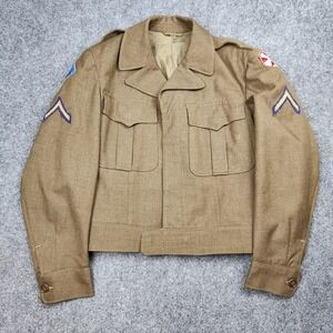 Vintage US Army Ike Jacket Mens 38R Wool World War 2 Military Patches 1940s WWII